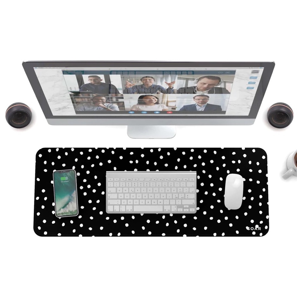 NWT Soar Black and White Polka Dot Desk Pad